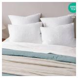 PHF Ultra Soft Waffle Weave Pillow Shams King Size, No Insert, 2 Pack 20\ x 36\in Pillowcases,Breathable and Skin-Friendly Pillow Cases, Stylish Decorative Bed Pillow Cases Covers,Whitein