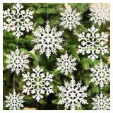 36pcs Snowflakes-Christmas Tree Decorations, Snowflake Ornaments for Tree, Plastic Glitter White Snow Flakes Ornaments, Christmas Indoor Winter Wonderland Decor