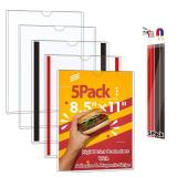 JR-MOV Magnetic Sign Holder 8.5 x 11 - Rigid Plastic Wall Sign Holder Reusable Adhesive Frames, Magnetic Frame for Refrigerator Door Window, Clear Rigid Print Protectors for Paper Picture, 5 Pack
