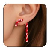 Stocking Stuffers for Women - Xmas Cane Candy Earrings | Christmas Accessories Shirts Outfits - White Elephant Gifts for Adults - Christmas Decorations Sweater Dresses for Girls