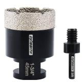 DKIBBITH 1-34ftft Diamond Hole Saw, Vacuum Brazed Core Bit for Granite Tile Quartzite Marble Concrete Porcelain Ceramic Stones with 58-11 Thread Angle Grinders and 38 Hex Shank Electric Drills