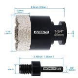 DKIBBITH 1-34ftft Diamond Hole Saw, Vacuum Brazed Core Bit for Granite Tile Quartzite Marble Concrete Porcelain Ceramic Stones with 58-11 Thread Angle Grinders and 38 Hex Shank Electric Drills