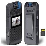 Body Cam, Mini Body Camera Video Recording with Screen, HD 1080P Small Cameras with 180° Rotating Lens Night Vision Motion Detection, Portable Cameras with 32GB SD Card for Vlogging, Law Enforcement