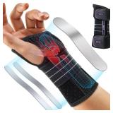 Rakiie Carpal Tunnel Wrist Brace, Adjustable Night Wrist Support with 3 Metal Splints, Hand Brace for Men Women No Pressure on Thumb, Splint Stabilizer for Work, Arthritis (Left Hand, Purple, Large)