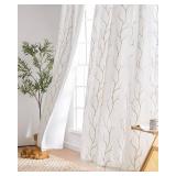 jinchan Lined Curtains Botanical Embroidered Sheers for Bedroom 84 Inch Length Embroidery Voile Leaf Curtains for Living Room Light Filtering Privacy Window Treatments 2 Panels White