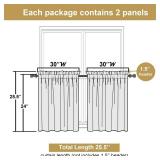 Lecloud Bessie Gold Short Curtains 24 Inch Length 2 Pcs, Faux Linen Cafe Kitchen Small Curtains with Rod Pocket, Light Filtering Curtain Tiers Window Treatments for Bedroom Bathroom, Each 30 W x 24 L