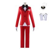 SHIKI Anime Hazbim Hotel Charlie Morningstar Cosplay Costume Charlotte Red Jacke Uniform Suit Halloween Outfit (L-RED3)
