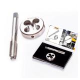 M12 x 1.25mm Metric Tap and Die Set, M12 x 1.25mm High-Speed Steel Machine Round Tap Die Set, Right Hand Thread Tap and Round Thread Die Tool