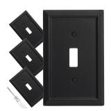 Wall Plate, Duplex Outlet Covers, Matte Black Light Switch Cover - Natural Bamboo Fiber Electrical Outlet Cover Plate Variety of 13 Styles DecoratorDuplexToggleCombo (1 Gang Toggle 4 Pack)