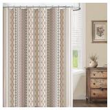NDDYCU Boho Linen Shower Curtain for Bathroom with Striped Print,72\ W x 72\in L,Beigein