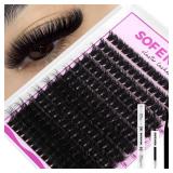 SOFENIDA Lash Clusters Kit 100D Thick Cluster Lashes 10-18mm Volume Eyelash Clusters D Curvature Cluster Eyelash Extensions 3D Wispy Lash Clusters DIY Lash Extension Kit(100D-10-18MIX Thick Kit)