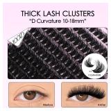 SOFENIDA Lash Clusters Kit 100D Thick Cluster Lashes 10-18mm Volume Eyelash Clusters D Curvature Cluster Eyelash Extensions 3D Wispy Lash Clusters DIY Lash Extension Kit(100D-10-18MIX Thick Kit)