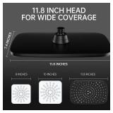 Veken 11.8 Inch Rain Shower Head with Handheld- High Pressure Dual Shower Heads with 5 Modes Handheld Spray Combo- Wide Rainfall Showerhead with Hose, Bathroom Accessories, Matte Black