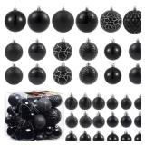 LANGXUN 36pcs Black Christmas Tree Decorations Balls, Bolas De Navidad, 2025 Christmas Decor, Indoor Outdoor Shatterproof Christmas Ornaments, Xmars Party Wedding Suppiles