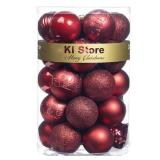 KI Store Burgundy Christmas Balls 34pcs 2.36-Inch Christmas Tree Decoration Ornaments for Xmas Tree Holiday Wreath Garland Decor Ornaments Hooks Included