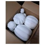 Ywlake Flocked Artificial Pumpkins Fall Decorations, Fake Pumpkin for Autumn Harvest Halloween Thanksgiving Faux Pumpkins Home Table Decor (8 Pcs, White)