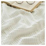 EMME Cotton Blanket for Couch Breathable Gauze All Season Soft and Lightweight Muslin White Throw Blankets for Adults (White, 50\x70\in)in