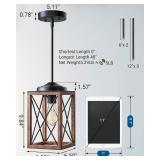 DEWENWILS 2 Pack Farmhouse Pendant Light, Metal Hanging Light Fixture with Wooden Grain Finish, 48 Inch Adjustable Pipes for Flat and Slop Ceiling, Kitchen Island, Bedroom, Dining Hall, ETL Listed