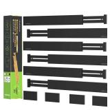 ANTOWIN 10pack Bamboo Drawer Dividers, Expandable Drawer Separators Splitter, 17-22 inches Adjustable Spring-loaded Organizer for Large Utensil, Clothes, Tools Drawers(Black)