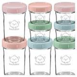 KeaBabies 4pk 8oz and 4pk 4oz Glass Baby Food Containers with Lids - Leak-Proof,Microwavable Small Glass Jars,Baby Purees and Toddler Snack Storage Containers,BPA-Free,Dishwasher and Freezer Safe(Musk
