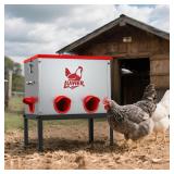 LUIHER Poultry Feeder-25LB no Waste chincken Feeder 6 Ports Large Capacity Galvanized Metal Poultry Feeder with Legs and Lids - Reduces Refilling Frequency Chicken Feeding Equipment for Hen Coop