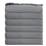 Bulk Queen Fitted Sheet Only Deep Pocket 6 Pack, Quick Sort Bottom Bed Sheets Color-Coded Label Threads, Soft Brushed Microfiber Hotel Motel Airbandbs Essentials for Hosts(Gray, 60\x80\in)in