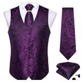 DiBanGu Purple Waistcoat and Tie Set for Men Business Dress Suit, Wedding