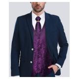 DiBanGu Purple Waistcoat and Tie Set for Men Business Dress Suit, Wedding