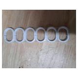 White Plastic Shower Curtain Rings and Gray Marble Print Shower Curtain Set