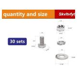 (30 Sets) 14-20 x 34\ Hex Head Screw Bolt, Nuts, Flat Washer and Spring Lock Washers, 18-8 (304) Stainless Steel, Fully Threaded, by Skvltvfytin