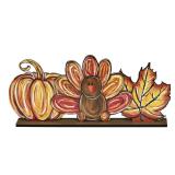 Smile Thanksgiving Wooden Decor Indoor, Turkey Decor Pumpkin and Maple Standing Centerpieces, Thanksgiving Table Tiered Tray Kitchen Decorations