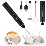 Philorn Milk Frother Wand Handheld Rechargeable Electric Whisk Coffee Drink Mixer, Mini Foamer for Lattes, Cappuccino, Frappe, Matcha, Hot Chocolate, Protein Powder, Keto Diet (Black)