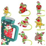 Christmas Straw Toppers for Stanley, Xmas Tumbler Straw Covers, Funny Tip Cover Cap Christmas Decorations Gifts