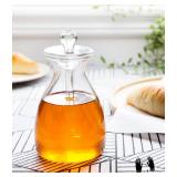 Mkono Honey Dispenser Glass Honey Pot Honey Jar with Dipper Sticks and Lid Cover Honey Containers Holder for Home Kitchen, 14 Ounces
