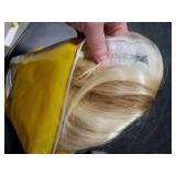 KOME Light Blonde Wigs with Bangs,613 Blonde mixed Long Wavy Wig for Women,Long Curly Synthetic Hair Wig for Party Daily Use 26IN