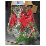 Lyrow 2 Pack Christmas Artificial Swags 24 Xmas The Cordless Prelit Stairway Swag Teardrop Trim Wreath Door Stair Garland Christmas Wreath for Outdoor Home Garden Decor (Red Ribbon)