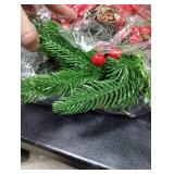 Lyrow 2 Pack Christmas Artificial Swags 24 Xmas The Cordless Prelit Stairway Swag Teardrop Trim Wreath Door Stair Garland Christmas Wreath for Outdoor Home Garden Decor (Red Ribbon)