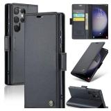 SINIANL Samsung Galaxy S23 Ultra Wallet Case with RFID Blocking, Samsung S23 Ultra Case Wallet for Women Men Card Holder Magnetic Clasp Kickstand Leather Book Folio Case for Galaxy S23 Ultra Black