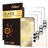 Ailun Screen Protector for Galaxy S24 3 Pack + 3 Pack Camera Lens Tempered Glass Fingerprint Unlock Compatible 0.25mm Anti-Scratch Case Friendly Clear - HD
