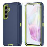 Qinmay Phone Case for Samsung Galaxy A36 5G Case with HD Screen Protector, Heavy Duty Shockproof & Dropproof 3-Layer Cover Phone Case for Galaxy A36, Black