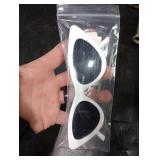 YooThink Cat Eye Sunglasses for Women Vintage Goggles Plastic Frame Sunglasses (White)