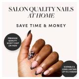 Glamnetic Press On Nails - Ghosted | Short Almond Black Fake Nails with Ghost Motif & Glossy Finish, Salon Quality Halloween Nails | 15 Sizes - 30 Nail Kit with Glue