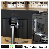 4K DisplayPort to HDMI Adapter 2-Pack,24K Gold Plated Uni-Directional Display Port DP to HDMI Passive Adapter Compatible for HP, HDTV, AMD, NVIDIA,Dell, GPU,Projector, PC,Desktop