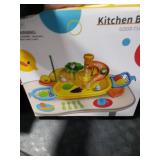 Play Sink with Running Water - Kitchen Kids Sink Toys with Fishing Game Toys for Floating Pool Water Play, Upgraded Electric Faucet & Water Slide Pretend Play Toys Kids Role Play Dishwasher Toy