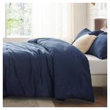 Bedsure King Size Comforter Set - Navy Soft Bedding for All Seasons, Cationic Dyed Bed Set, 3 Pieces, 1 King Size Comforter (104x90) and 2 Pillow Shams (20x36+2)