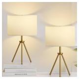 LIMIXI Tripod Table Lamp Set of 2, 3-Color Dimmable Gold Nightstand Lamp for Livingroom/Bedroom/Entryway and Other Rooms, Led Bulb Included