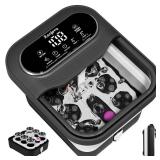 Ranjova Collapsible Foot Spa Electric Rotary Massage, Foot Bath with Heat, Bubble,Temp Control, and 24 Motorized Shiatsu Massage Balls, Pedicure Foot Spa Tub for Stress Relief (Black)