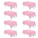 BRILLMAX 8 Pack Pink Tablecloths for 6 Foot Rectangle Tables 60 x 102 Inch - 6ft Rectangular Bulk Linen Polyester Fabric Washable Cloth Cover for Wedding Reception Banquet Birthday Party
