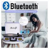 Vinyl Record Player 3-Speed Bluetooth Suitcase Portable Belt-Driven Record Player with Built-in Speakers RCA Line Out AUX in Headphone Jack Vintage Turntable Purple