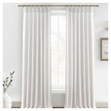 Pinch Pleated Extra Long 132 Inch High Ceiling Luxury Curtains for Living Room 2 Panels Set, Cottage Core Natural Linen Beige White Semi Sheer Drape Light Filtering for 11FT Large Window Curtain Ivory